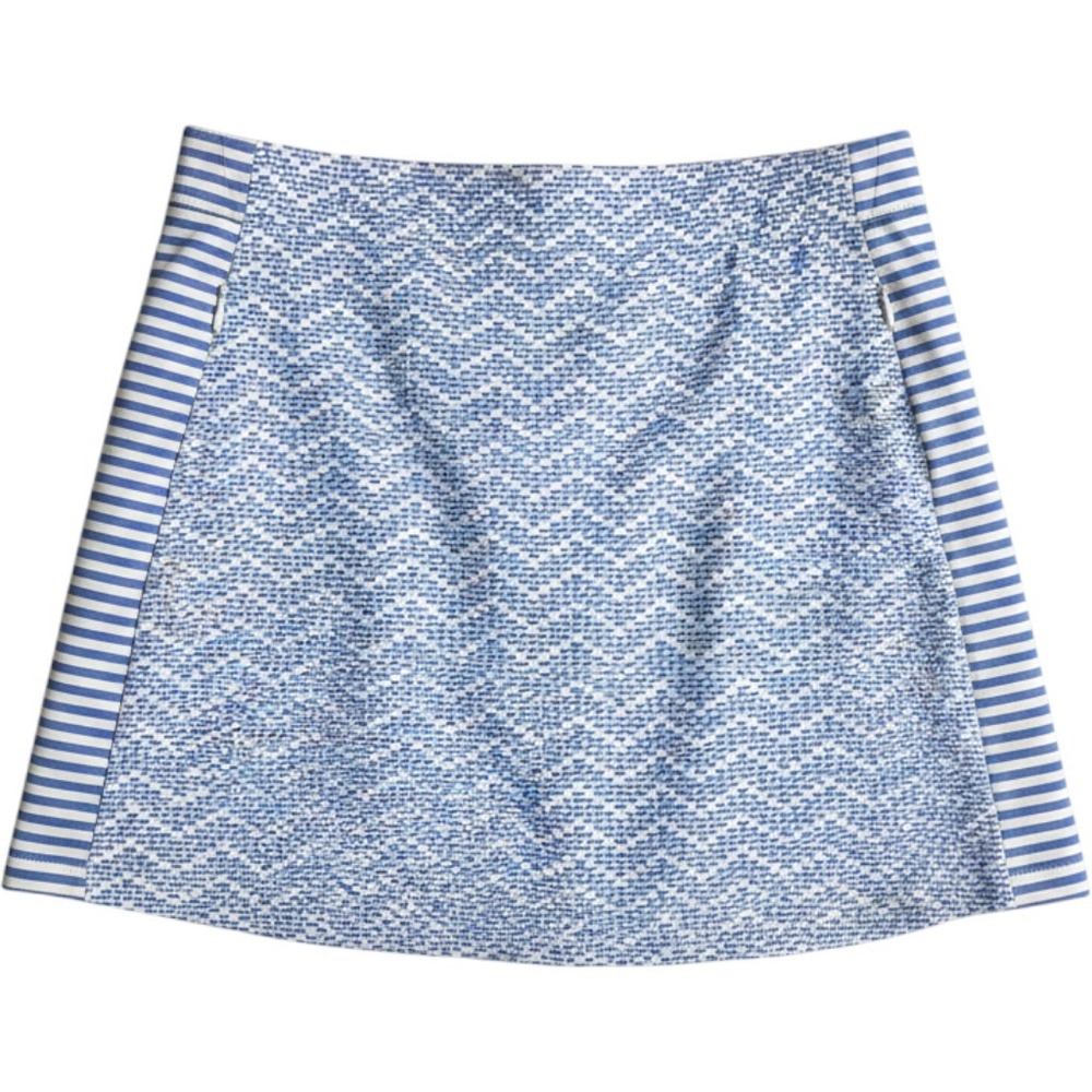 J.McLaughlin skort blue white chevron pattern contrasting striped side panels XS